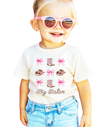 Big Sister Western Cowgirl Shirt - Boots Hats & Bows Sibling Tee