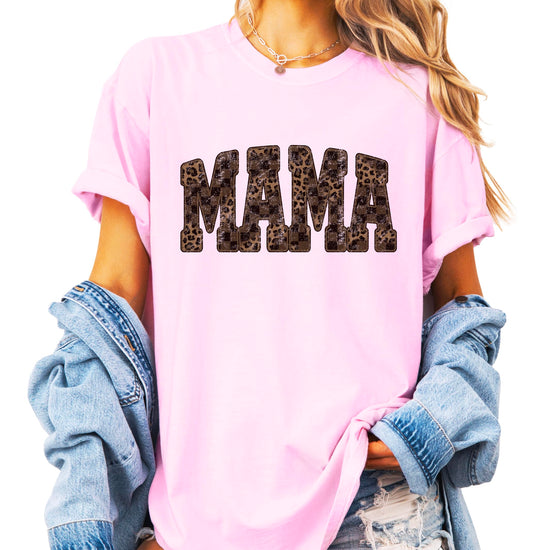 Mini leopard checkered graphic tee matching shirt for kids in natural color