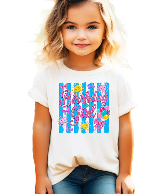 Birthday Girl Shirt for Toddler & Youth Girls Cute Painted Glitter Tee