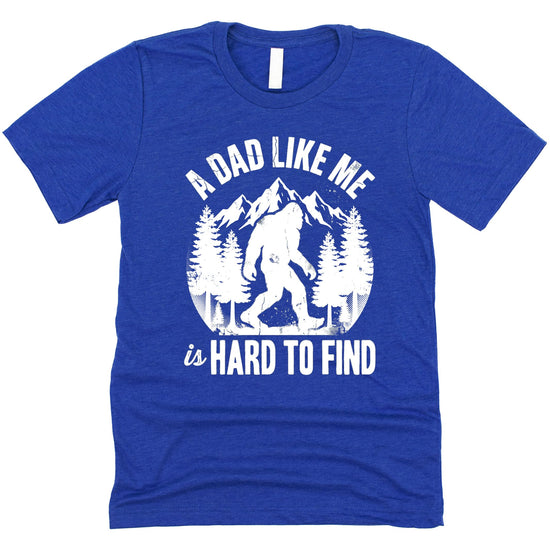 Father's Day Sasquatch shirt lifestyle shot displaying retro outdoor themed design