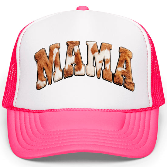 Woman wearing Howdy cowhide print trucker hat showing fit and style with western outfit