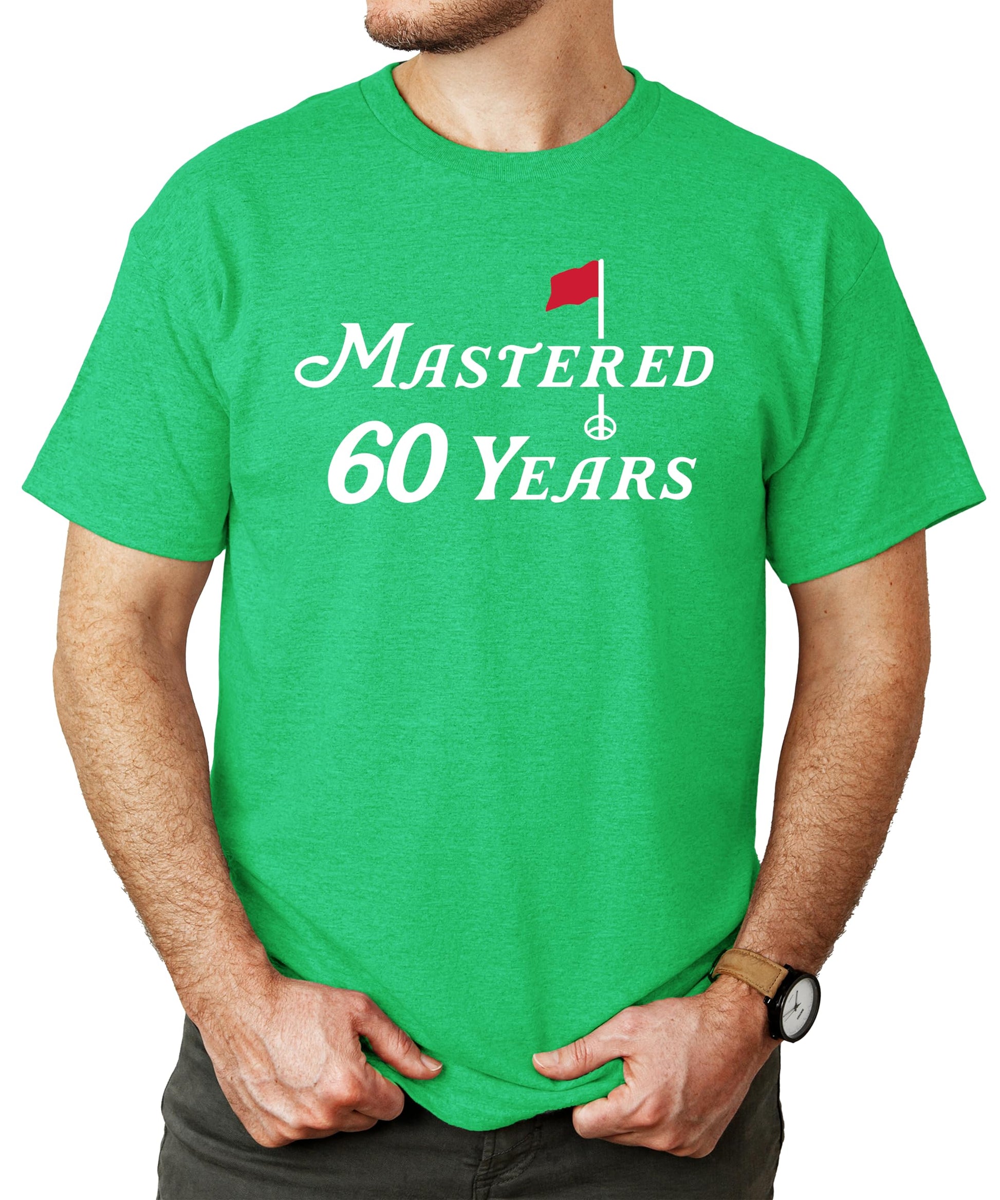 Back view of green golf birthday t-shirt showing plain back design