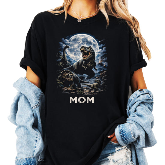Back view of T-Rex dinosaur birthday shirt showing print quality and fit