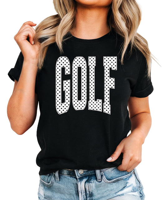 Olive Loves Apple Polka dot Golf Graphic T-Shirt for Girls and Women - Cute Golf Lover Outfit