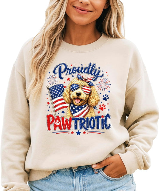 Proudly Pawtriotic 4th of July Sweatshirt - Funny Patriotic Dog Pullover