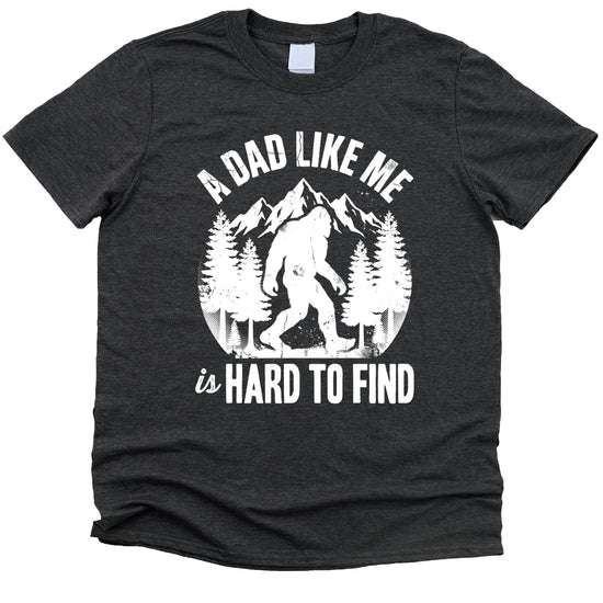 Natural colored Bigfoot Father's Day shirt showing distressed mountain forest design
