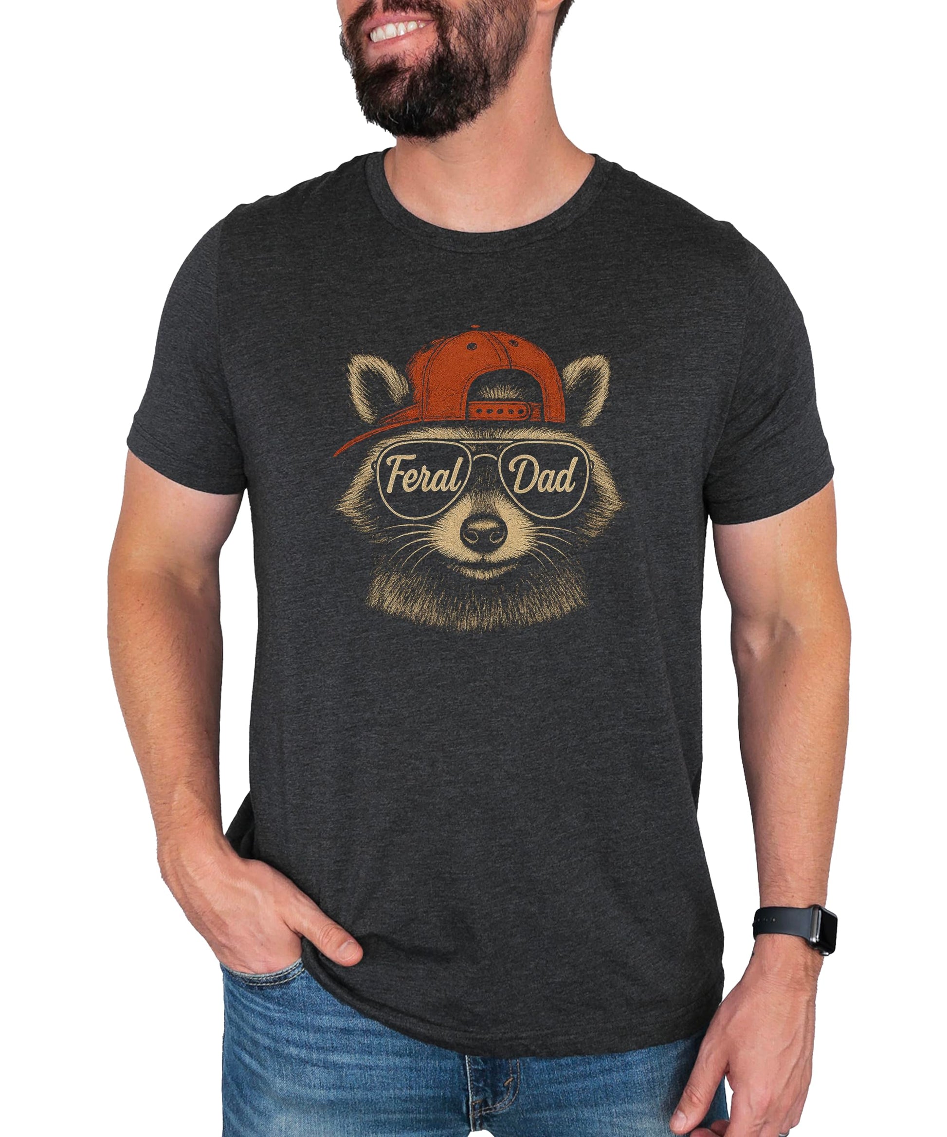 Feral Dad shirt product details and sizing information display