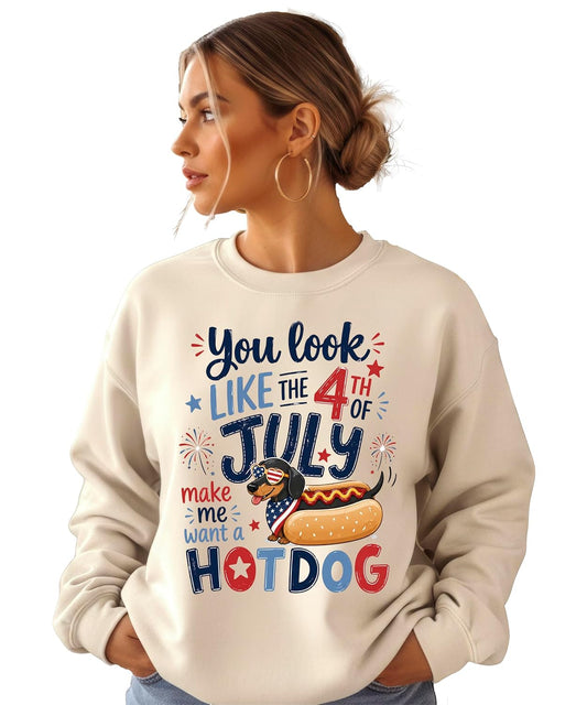 You Look Like the 4th of July Hotdog Dachshund Funny Patriotic Sweatshirt