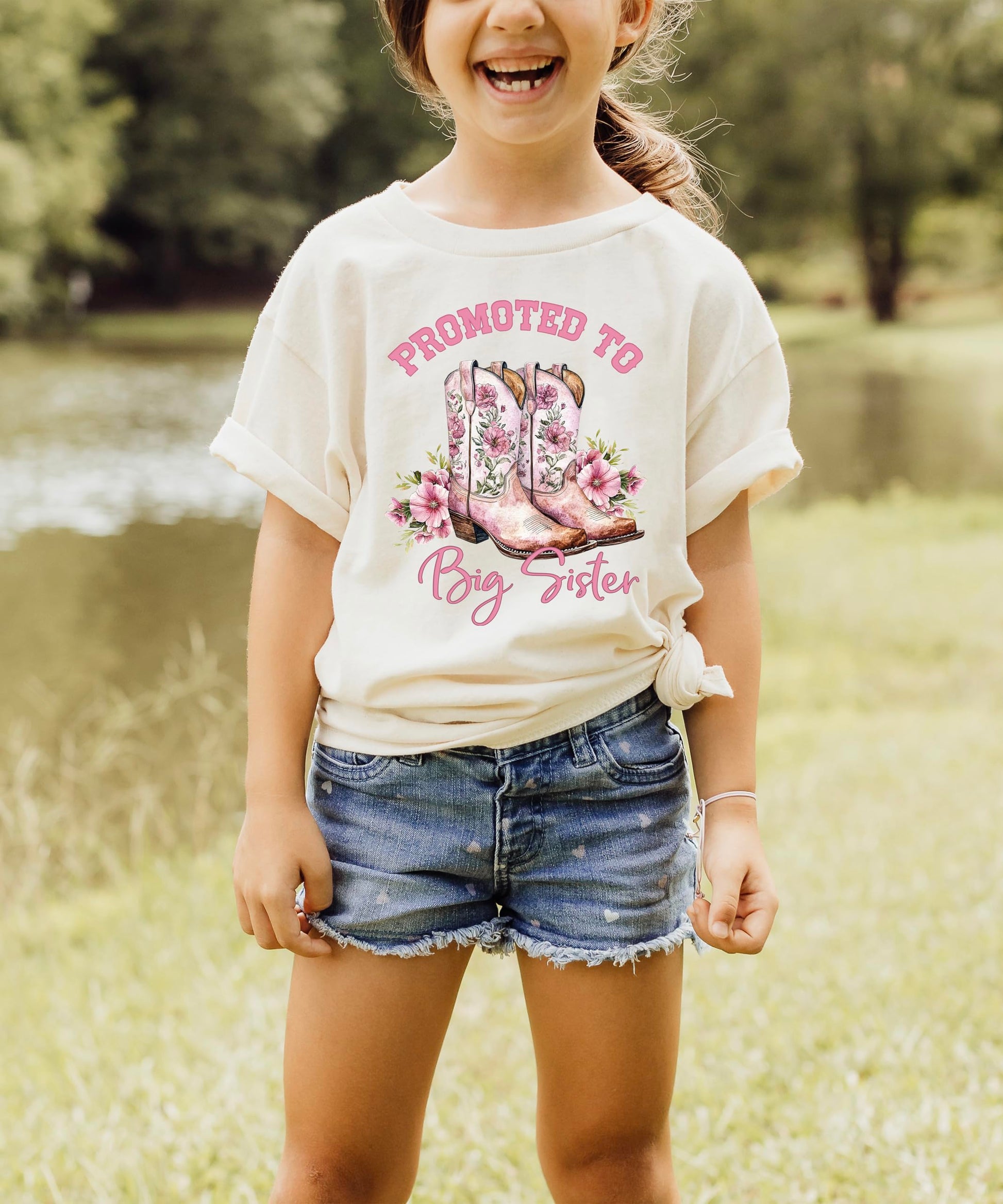 Back view of Promoted to Big Sister shirt showing design placement