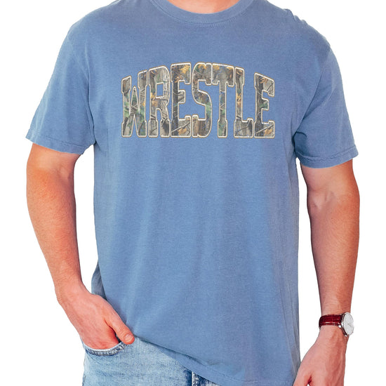 Wrestling shirt color and sizing options displayed together