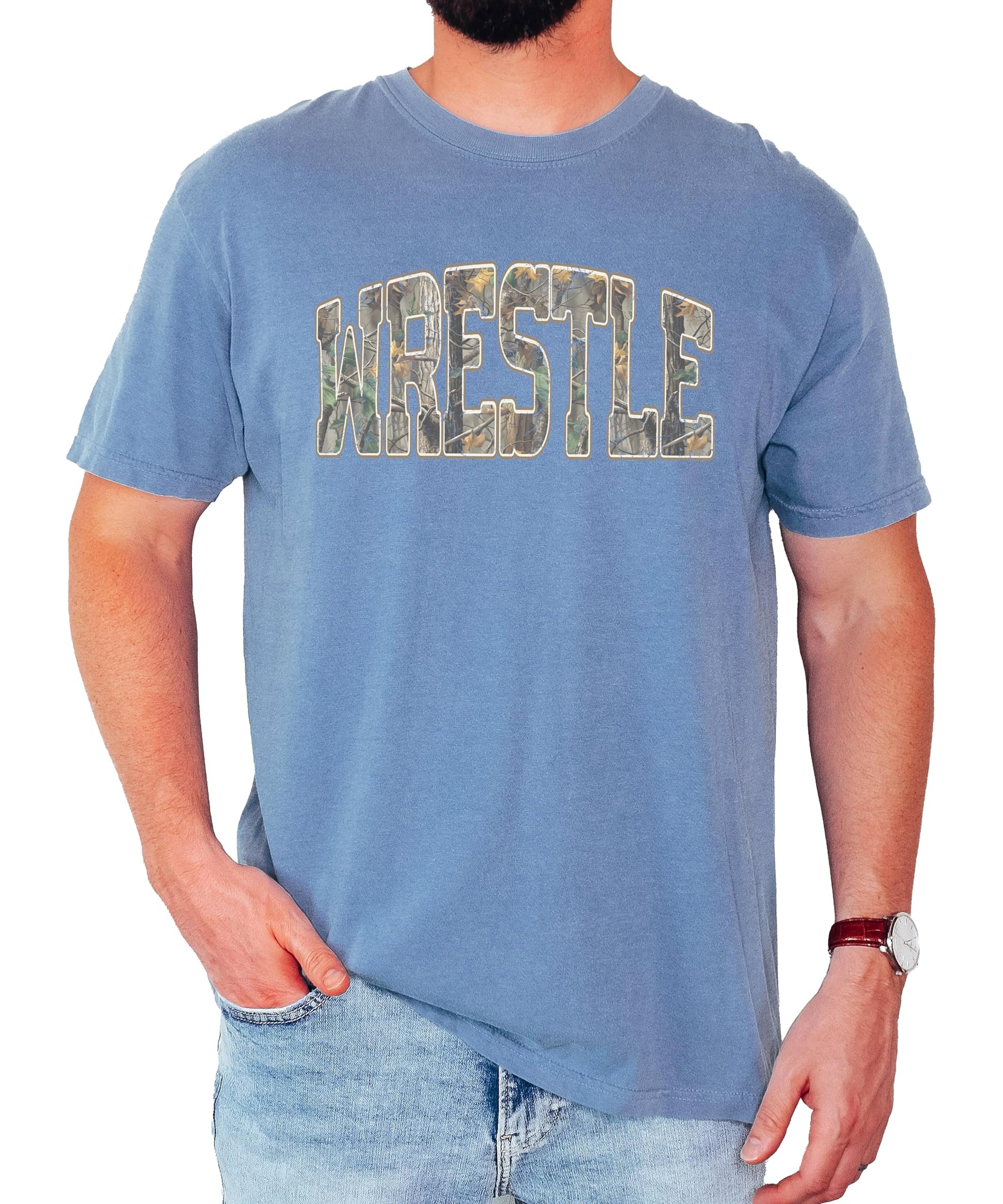 Wrestling shirt color and sizing options displayed together