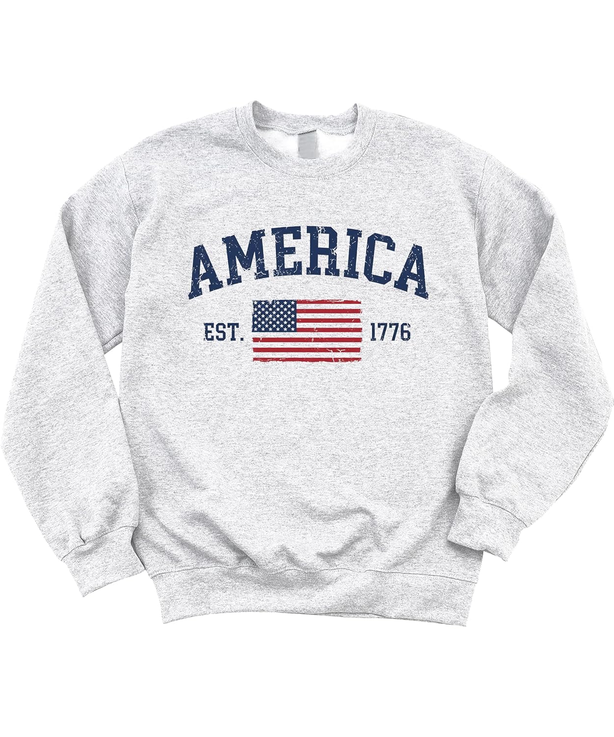 Back view of America Est 1776 patriotic sweatshirt showing clean design without graphics