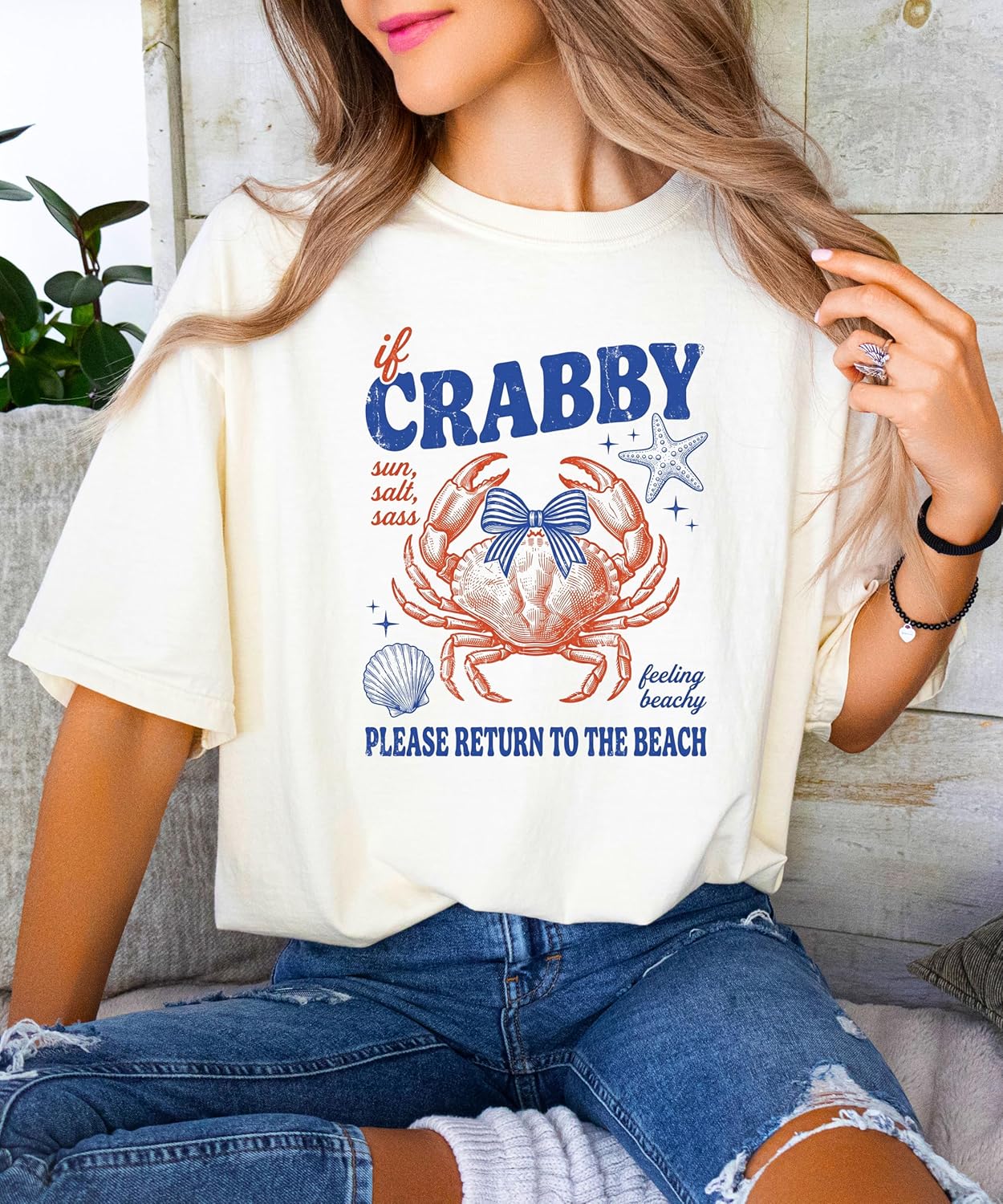 Size chart and fit guide for unisex coastal crab graphic t-shirt