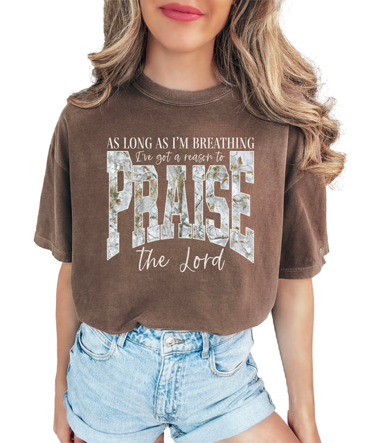 Close-up of collegiate style lettering on women's Christian faith Easter shirt with rustic texture detail