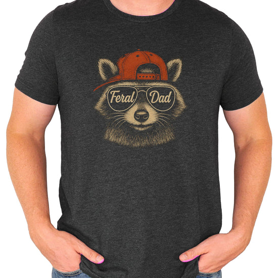 Feral Dad men's t-shirt flat lay showing full shirt design and print quality