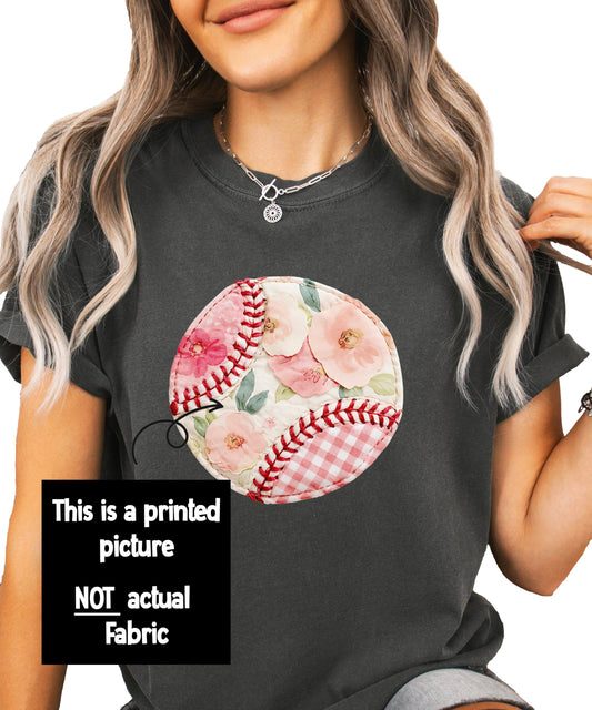 Floral Gingham Baseball Shirt - Cute Baseball Mom Game Day Tee