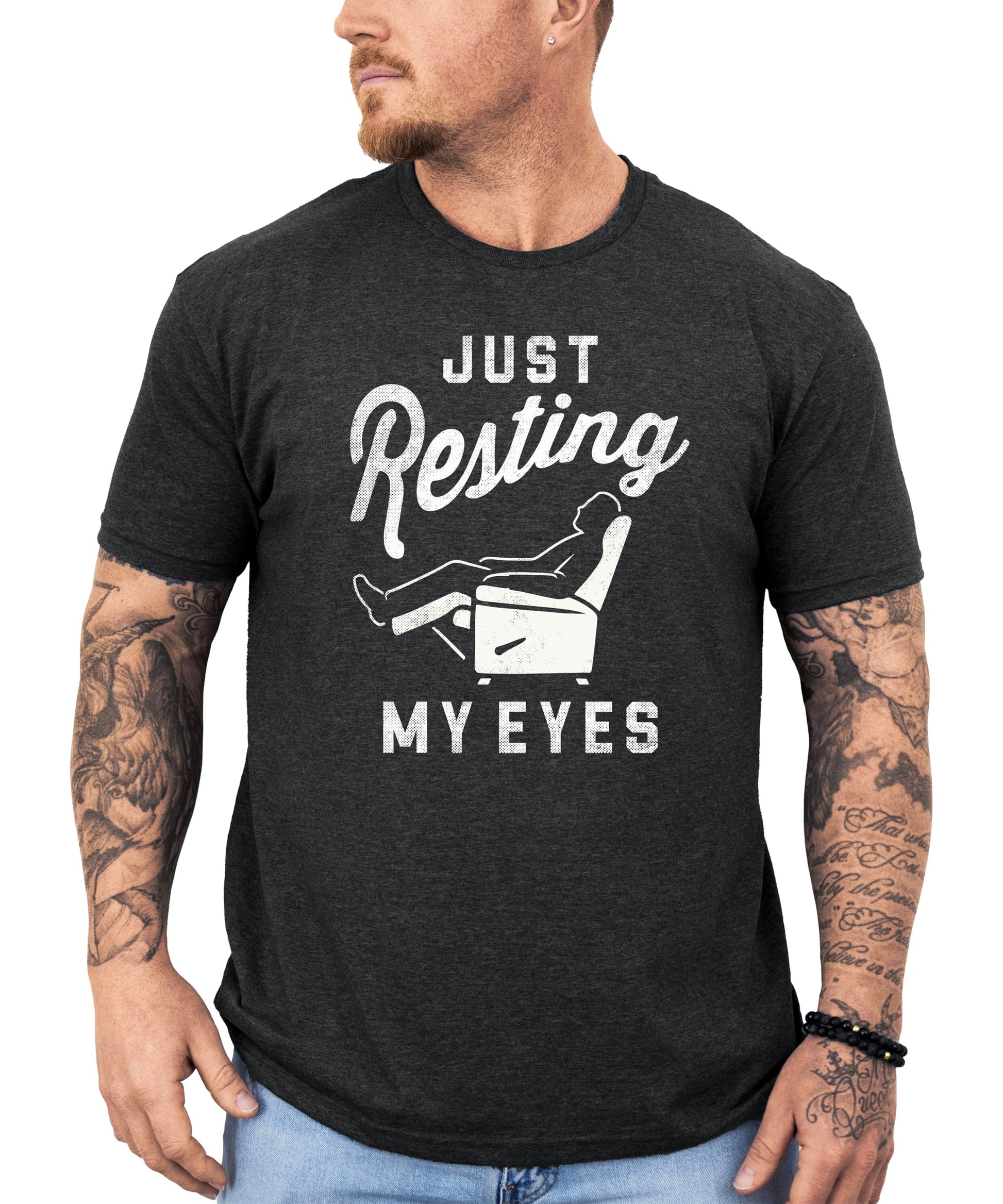 Back view of Just Resting My Eyes Father's Day shirt showing plain black design