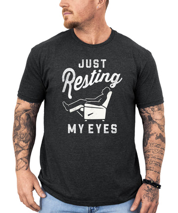 Back view of Just Resting My Eyes Father's Day shirt showing plain black design