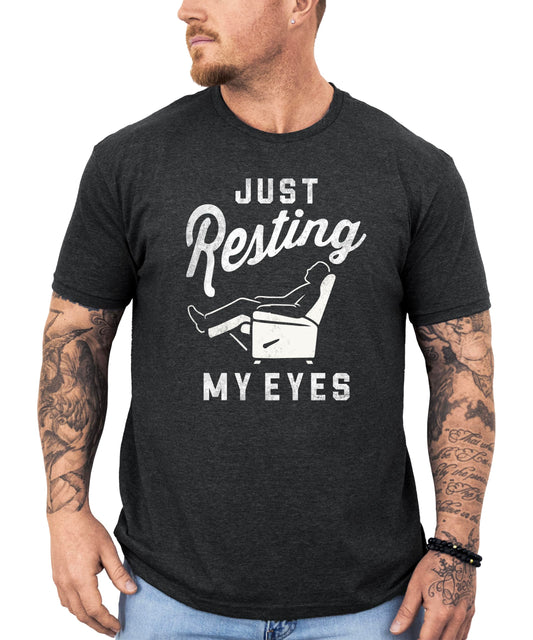 Back view of Just Resting My Eyes Father's Day shirt showing plain black design