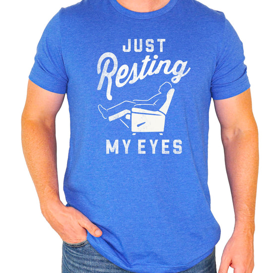Just Resting My Eyes dad shirt displayed flat showing full front design and fit