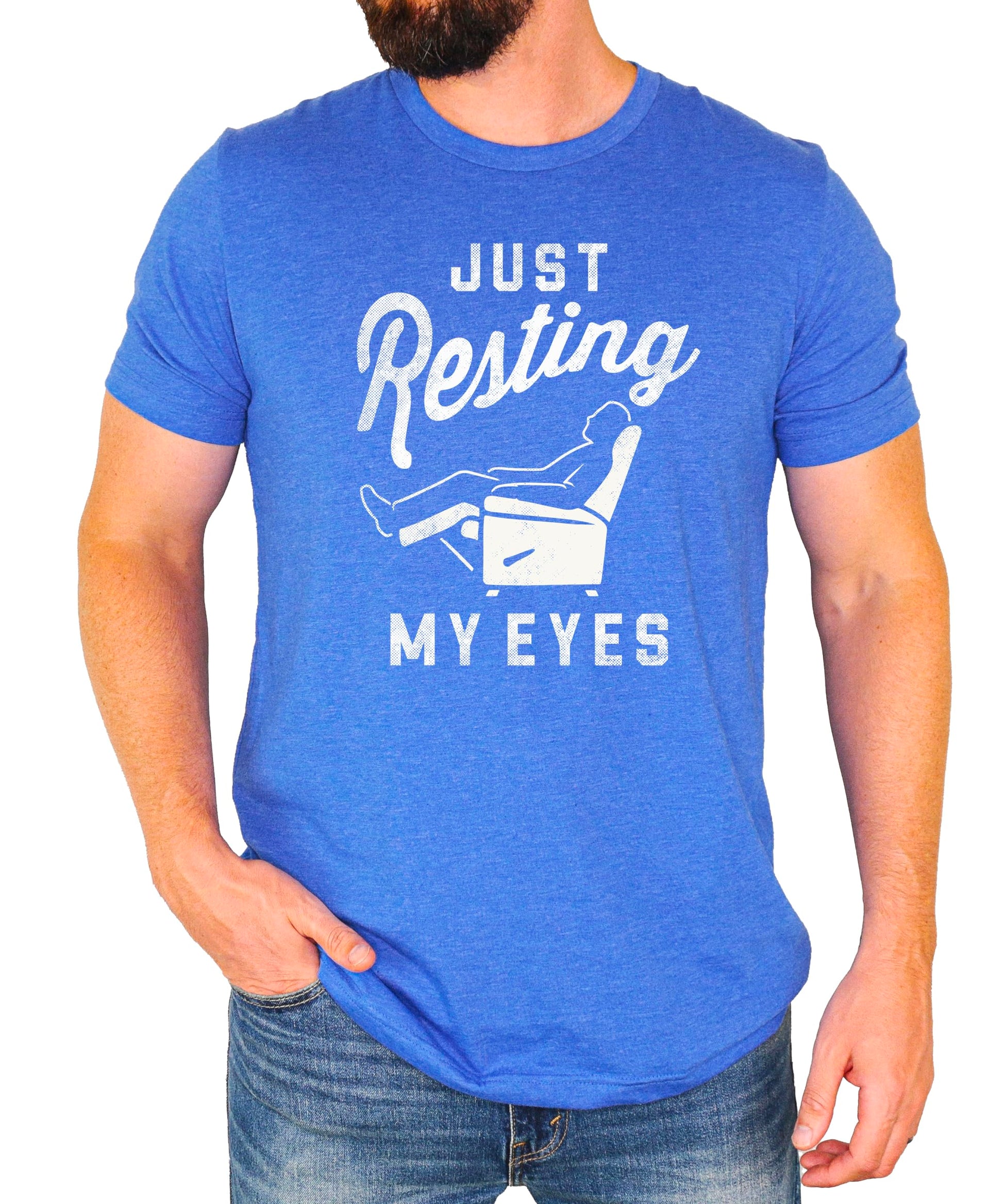 Just Resting My Eyes dad shirt displayed flat showing full front design and fit