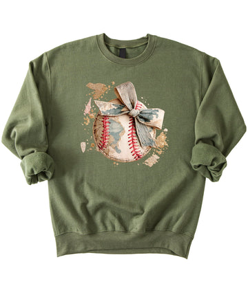 Camo Coquette Bow Baseball Sweatshirt for Women & Youth
