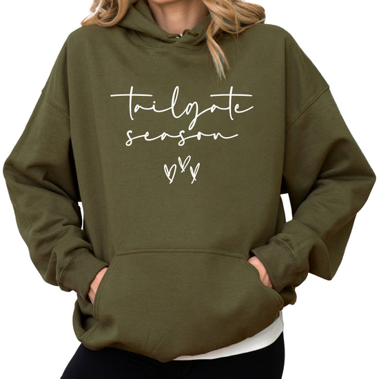 Tailgate Season hoodie Army Green front view