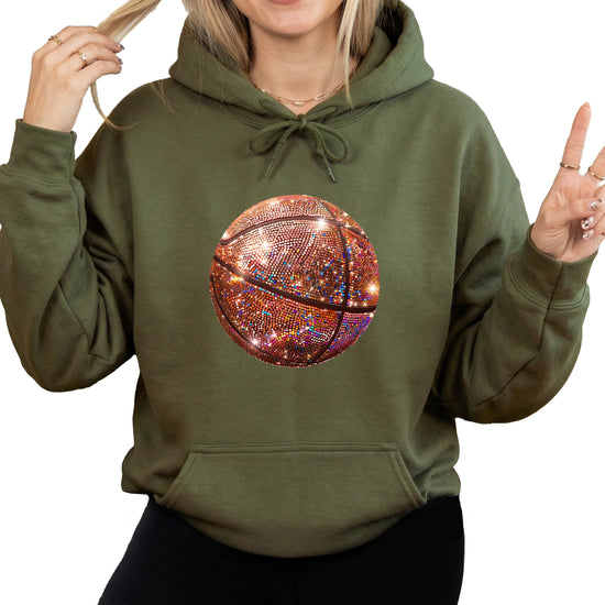 Glitter basketball hoodie in Army Green - view 1