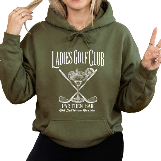 Ladies Golf Club Par Then Bar Hoodie for Women - Army Green 1