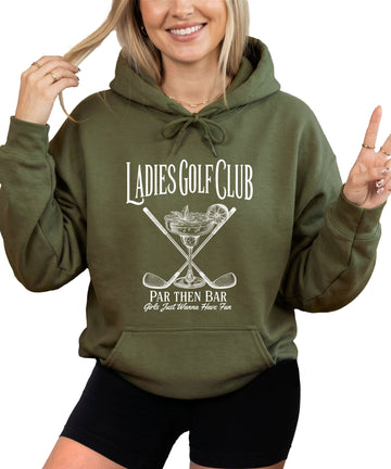 Ladies Golf Club Par Then Bar Hoodie for Women - Army Green 1