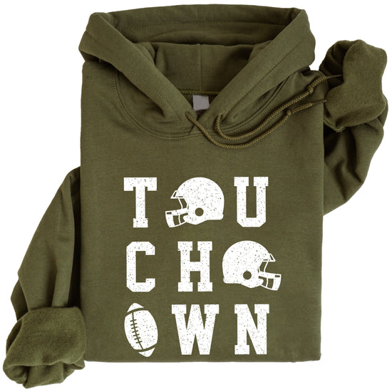 Touchdown football hoodie Army Green view 1