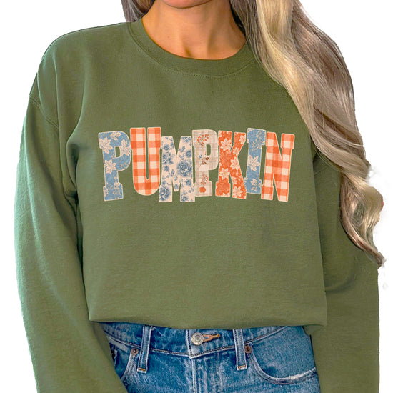 Pumpkin Patch Fall Sweatshirt Army Green Sweatshirt view 1