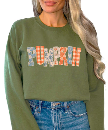 Pumpkin Patch Fall Sweatshirt Army Green Sweatshirt view 1