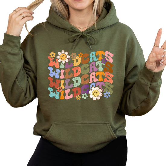 Wildcats Retro Floral Hoodie - Army Green view 2