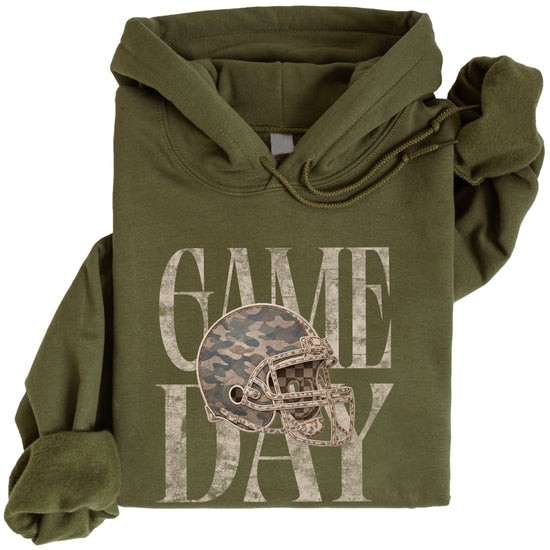 Game Day Camo football helmet hoodie in Army Green - view 2