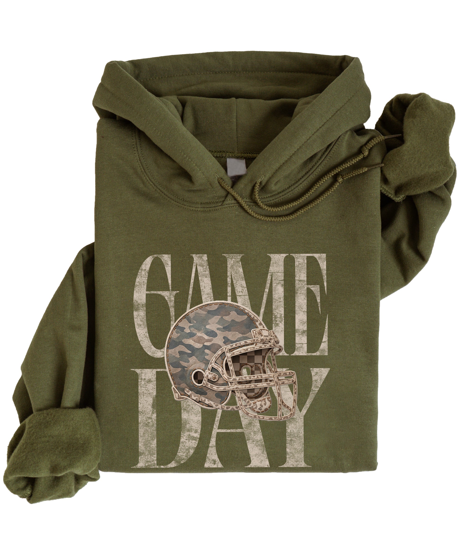 Game Day Camo football helmet hoodie in Army Green - view 2