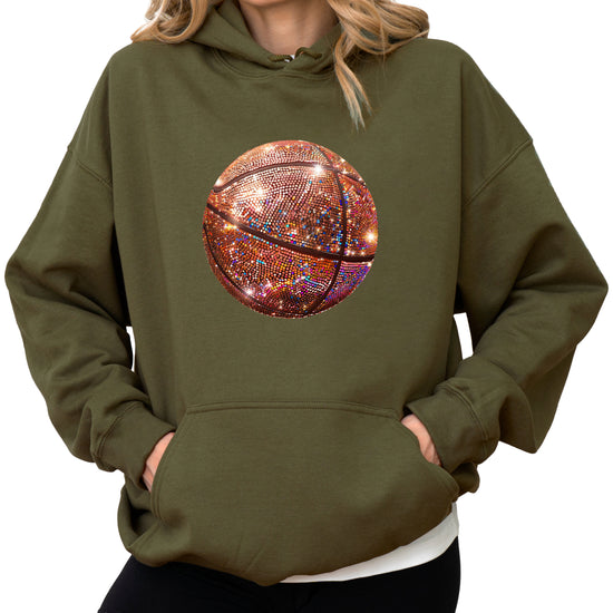 Glitter basketball hoodie in Army Green - view 2