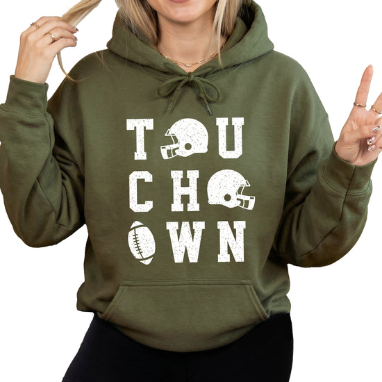 Touchdown football hoodie Army Green view 2