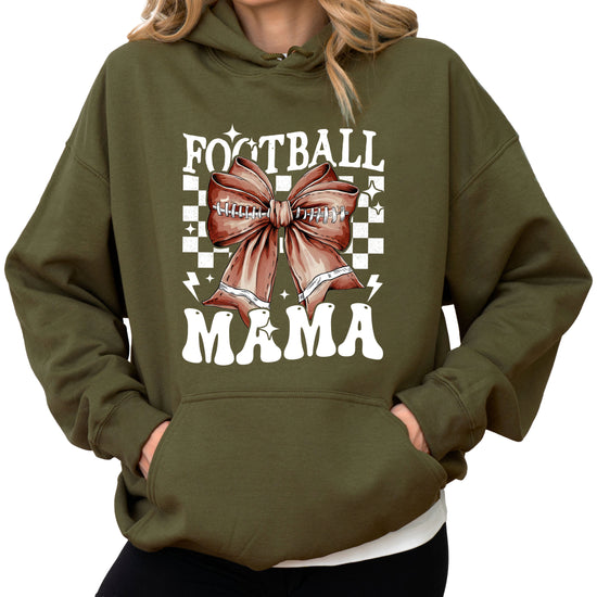 Football Mama Hoodie for Women – Army Green view 2