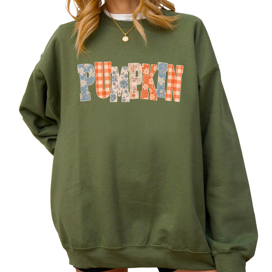Pumpkin Patch Fall Sweatshirt Army Green Sweatshirt view 2