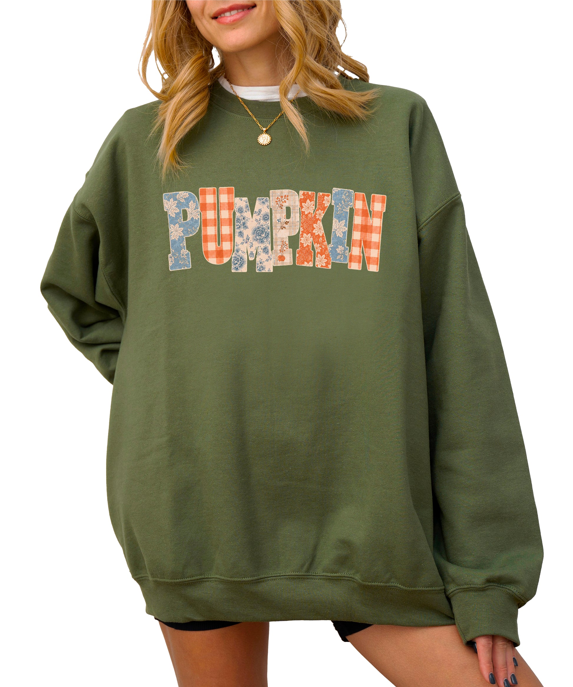 Pumpkin Patch Fall Sweatshirt Army Green Sweatshirt view 2