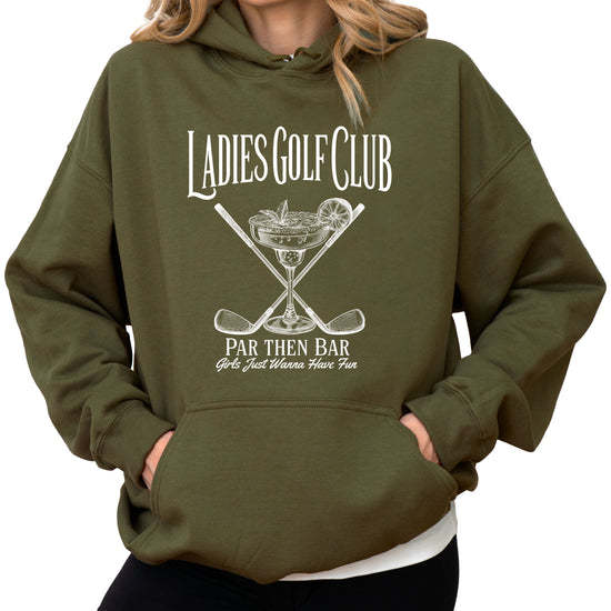Ladies Golf Club Par Then Bar Hoodie for Women - Army Green 2