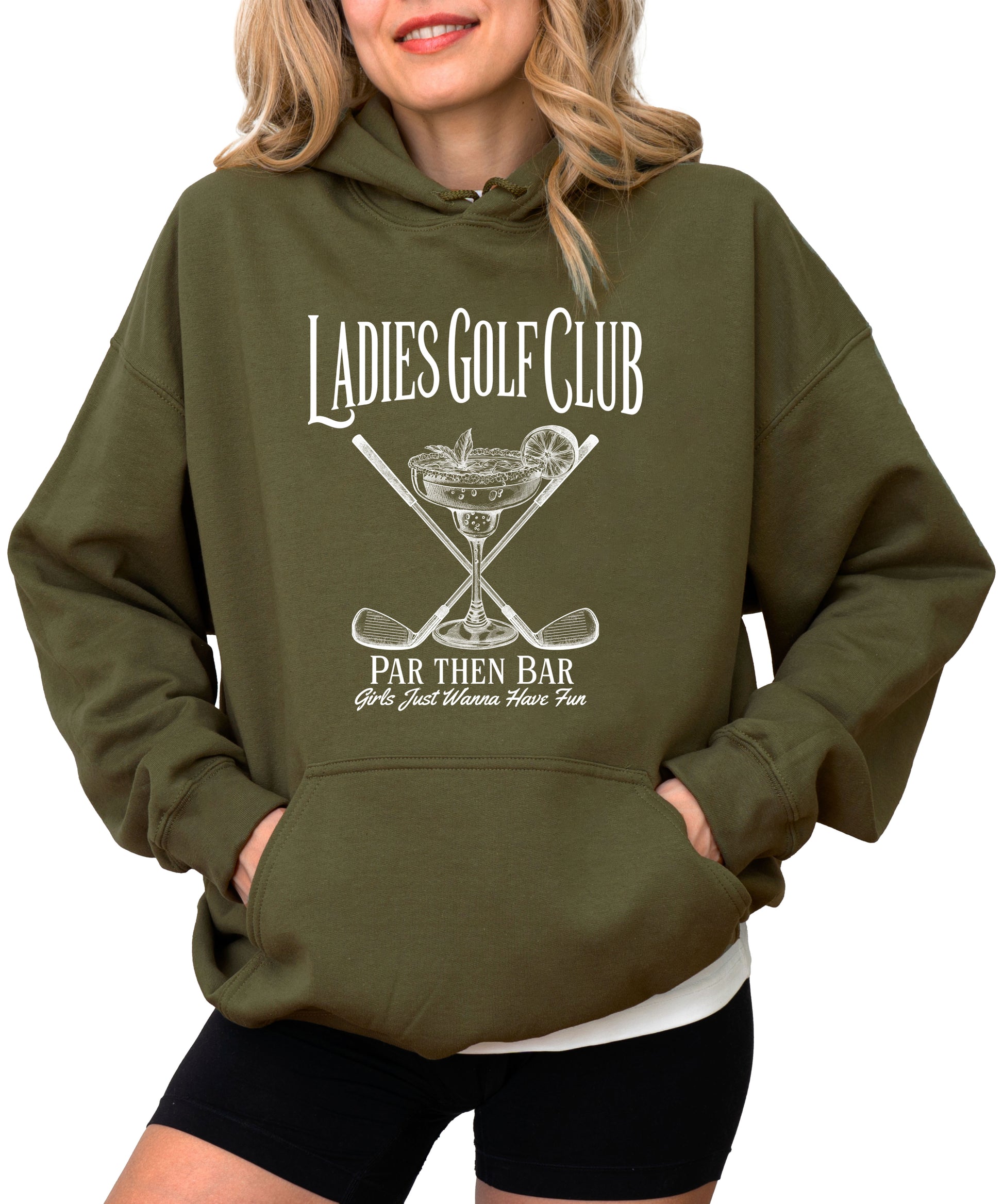 Ladies Golf Club Par Then Bar Hoodie for Women - Army Green 2