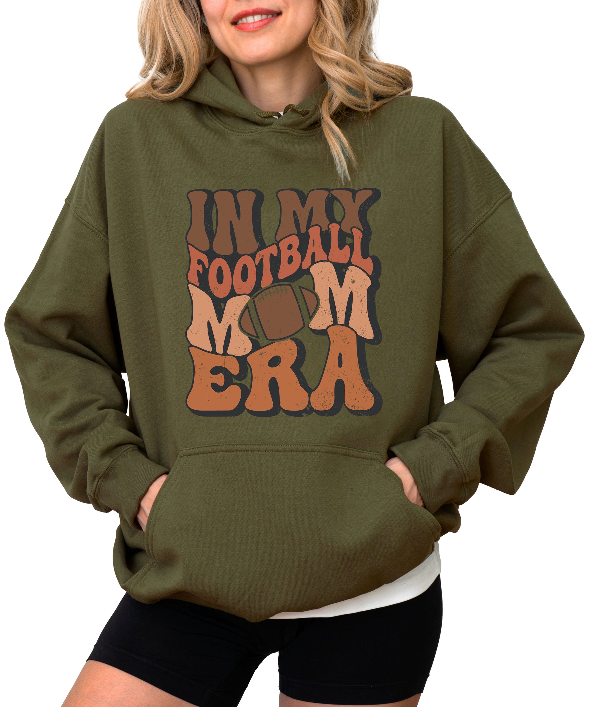 In My Football Mom Era hoodie in Army Green - view 2