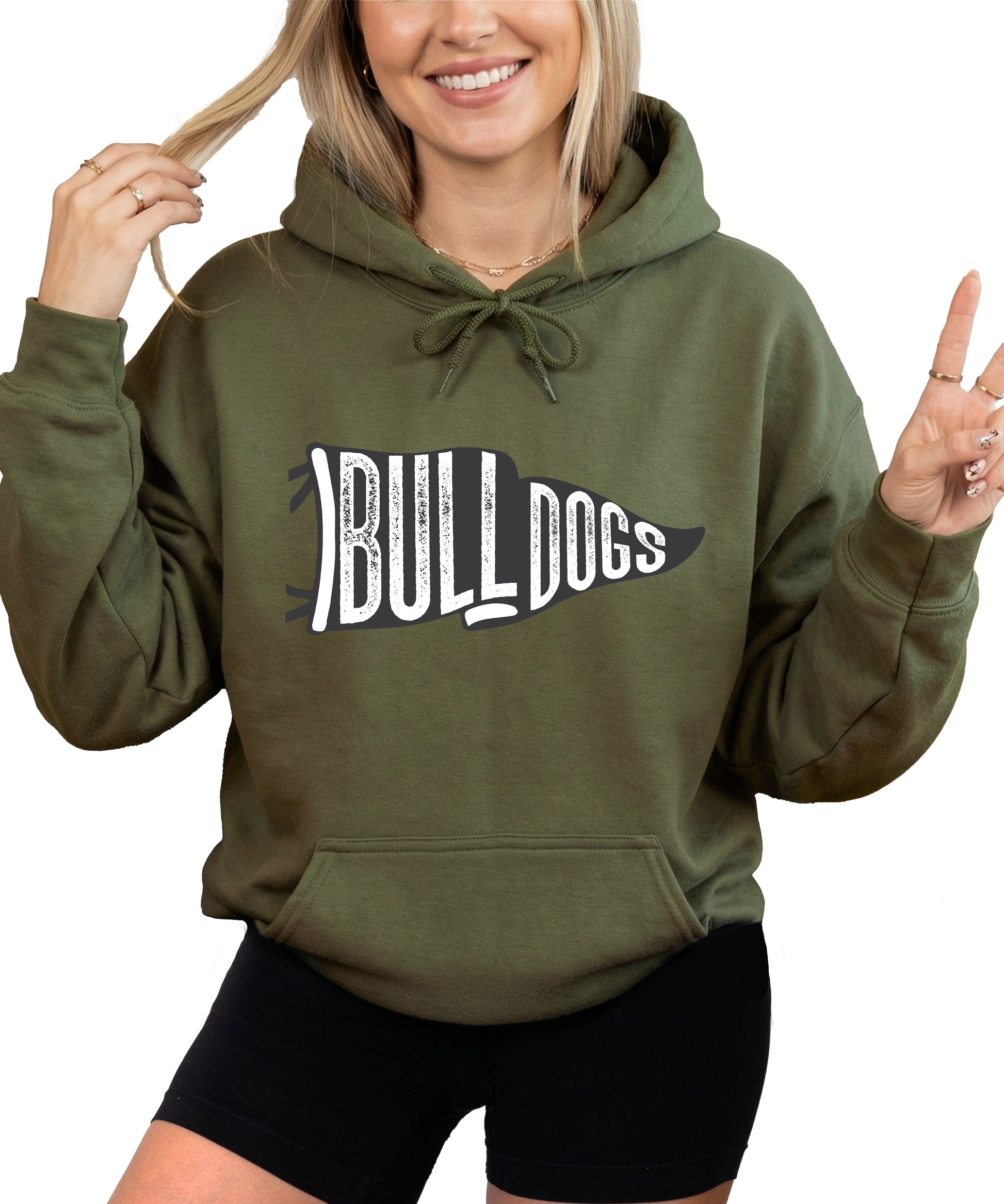 Army Green Bulldogs school spirit hoodie - view 2