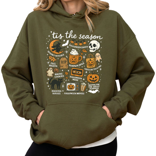 Tis The Season Halloween retro collage hoodie in Army Green - view 2