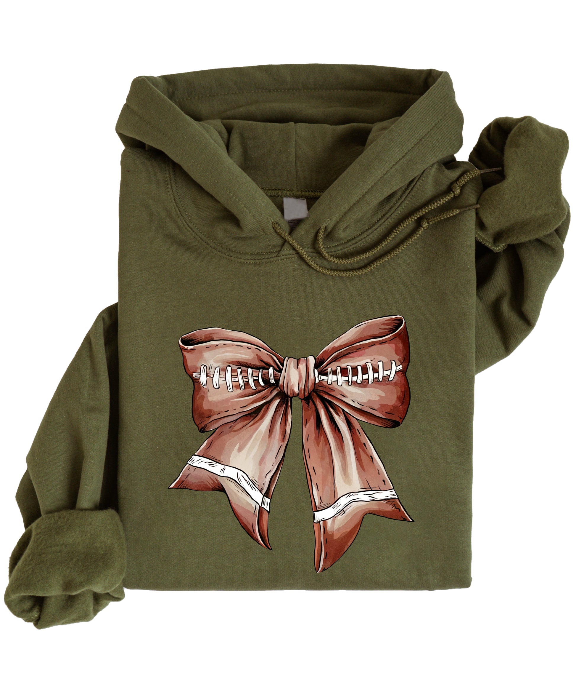 Football Coquette Bow fleece hoodie in Army Green - view 3