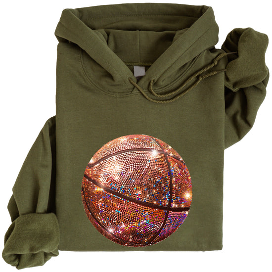 Glitter basketball hoodie in Army Green - view 3