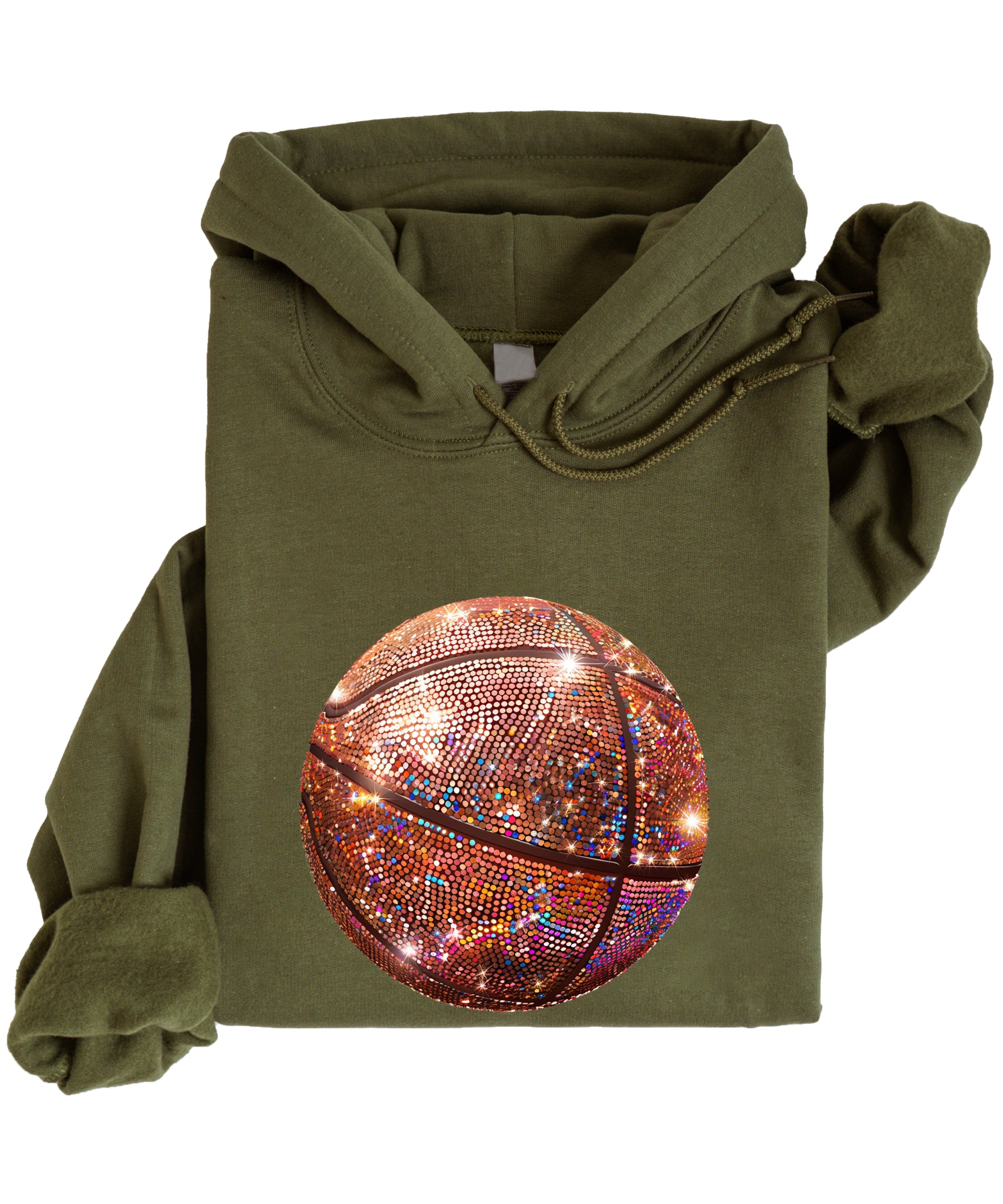 Glitter basketball hoodie in Army Green - view 3