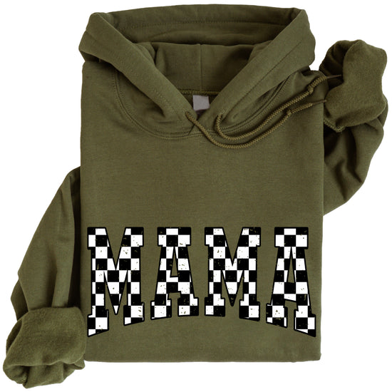 Checkered Mama hoodie for women in Army Green - view 3